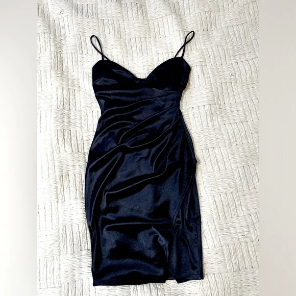 Windsor | Dresses | Windsor Navy Blue Satin Mini Dress | Poshmark